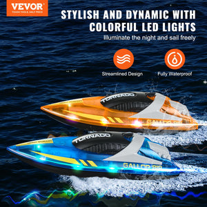 RC Boat for Kids, 2Pack Remote Control Boat for Pools & Lakes, Racing Boat with LED Light & 4 Rechargeable Batteries