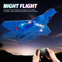 Load image into Gallery viewer, Remote Control Plane F-22 Raptor, 2.4Ghz Rc Airplane with Smart Gyro/LED Lights/3 Rechargeable Batteries (Blue)
