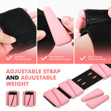 Load image into Gallery viewer, Wrist Weights, Ankle Weights , Adjustable Wrist Weighted Bracelet, Set of 4 (2LB Each) Pink
