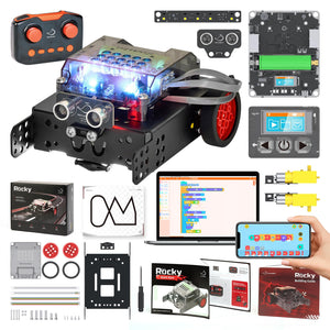 Rocky Coding & Remote Control Robot Kit for Kids 8-16, Modular/Scratch/Python/C Programming, Educational Engineering Science Toy