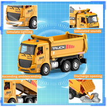 Load image into Gallery viewer, Remote Control Excavator and Dump Truck Toy Set - RC Construction Vehicles Toy with Barricades, Road Signs, Simulated Rocks
