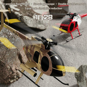 Remote Control Helicopter, 1:28 Scale MD500 Defender, 2.4G 6CH RTF RC Helicopter with Brushless Motor Single Blade