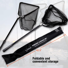 Load image into Gallery viewer, Fiblink 118 inches Folding Fishing Landing Net Fish Net with Extending Telescoping Aluminum Pole Handle (59-118 inches)
