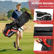 Load image into Gallery viewer, ULTIMATE 14-Way Golf Stand Bag, Portable Golf Bag w/ 6 Pockets,Cooler Bag &amp; Waterproof Valuable Pocket, Rain Hood, Ergonomic Dual Strap System &amp; Carrying Handles, 5 LBS Lightweight for Adults (Red)
