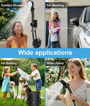 Load image into Gallery viewer, WADEO Portable Shower for Camping, Outdoor Electric Shower Rechargeable Pump with 20L Collapsible Bucket, Camping Shower Head Nozzle for Camping, Hiking, Traveling, Washing
