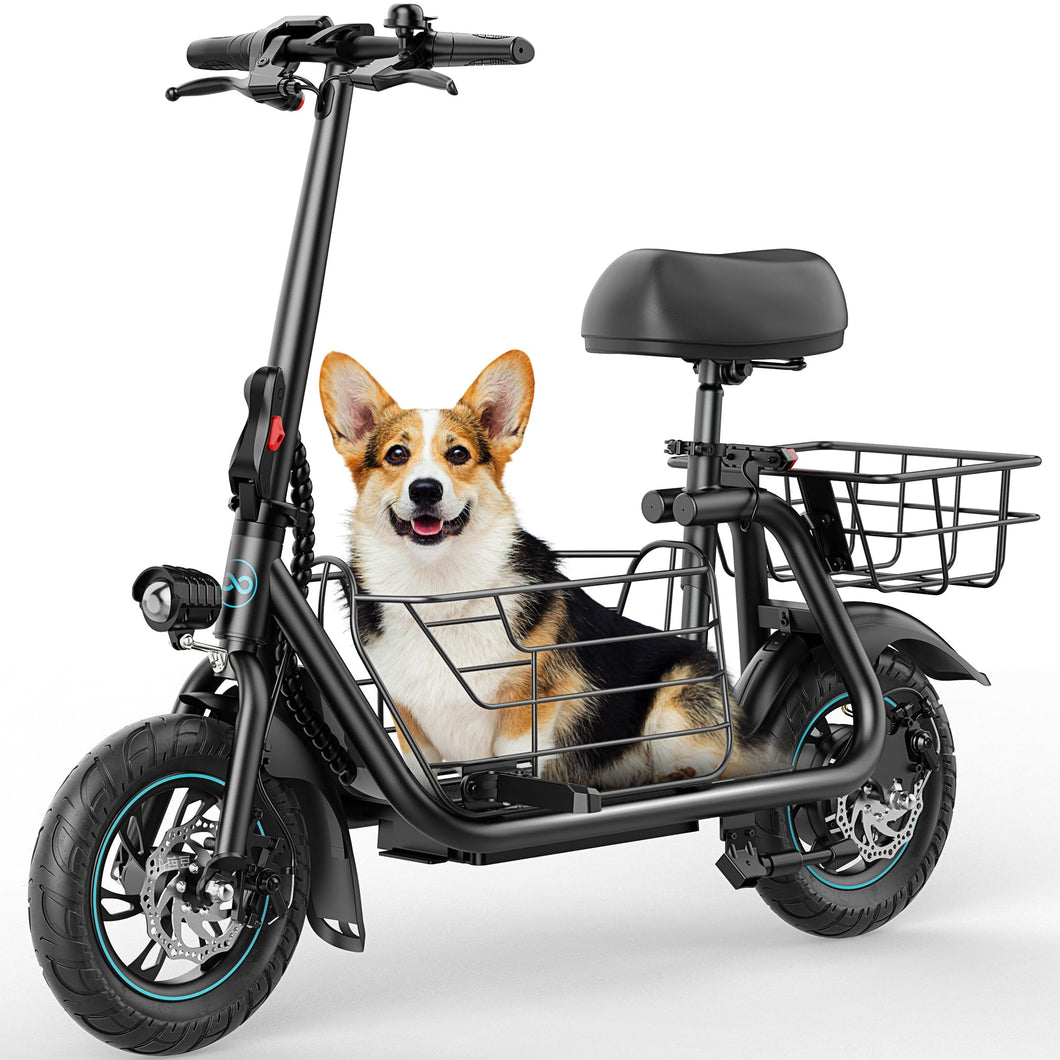 Adults Electric Scooter with Large Middle Basket, 550W Motor 18.6 MPH 20 Mile Distance, Foldable E-Scooter