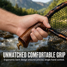 Load image into Gallery viewer, Premium Handcrafted Fly Fishing Net with Natural Bamboo Frame, Rubber Hex Mesh, Brass Lanyard Ring, Trout Stream Size
