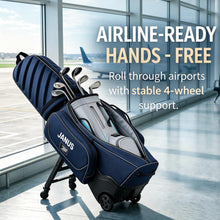 Load image into Gallery viewer, JANUS Golf Travel Bag with Wheels for Airlines, 360° Spinner Golf Travel Case with Collapsible Support Legs System, Reinforced Hard Base Golf Club Travel Bag, Airline-Ready Golf Travel Cover
