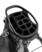 Load image into Gallery viewer, Pins &amp; Aces Player Preferred Golf Bag Black Camo - Premium Design, Lightweight Golf Bag with Stand - Velvet-Lined 14-Way Club Divider System
