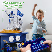 Load image into Gallery viewer, Programmable Robot with APP Control, Remote Control, Gesture Sensing Control, Rechargeable Robots Toys, Blue
