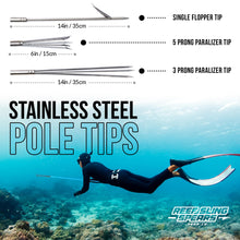 Load image into Gallery viewer, Hawaiian Sling Fishing Spear Set - Travel Fiberglass Pole Spear Harpoon for Spearfishing with 3 Prong Paralyzer Tips 5' - Fishing line Holder and Travel Bag Included for Spear Fishing Equipment
