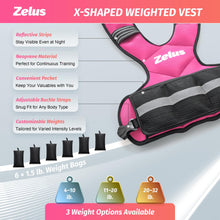 Load image into Gallery viewer, ZELUS Weighted Vest for Men and Women, Adjustable Body Weight Vest Exercise Set for Workouts, 4-10lb/11-20lb/20-32lb with 6 Ironsand Weights for Cardio Strength Training Walking Jogging, 11-20lb. Pink
