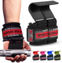 Load image into Gallery viewer, WYOX Weight Lifting Hooks for Deadlift, Pull Ups &amp; Rows – Black
