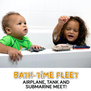 Bath Toys for Kids Ages 4-8, Kids Bath Toys for Boys, Mold Free No Hole Sealed, Soft Durable Army Play Set Submarine Tank Airplane Jet