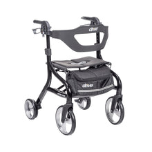 Load image into Gallery viewer, Drive Medical Nitro Sprint Foldable Rollator Walker with Seat - Lightweight Support - Large Wheels - Compact Folding Design - Adjustable Comfort - Standard Size - Black
