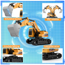 Load image into Gallery viewer, Remote Control Excavator and Dump Truck Toy Set - RC Construction Vehicles Toy with Barricades, Road Signs

