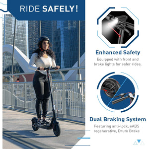 430W Peak Motor Electric Scooter, 10" Tires,17 Miles Range, 19 MPH Speed, Dual Brake System, Electric Scooter