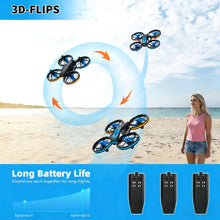 Load image into Gallery viewer, Drones - RC Drone with Auto Hovering and Headless Mode, Quadcopter with LED Light, Propeller Full Protect, 3D Flips, 3 Batteries, Remote Control, Best Gifts
