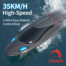 Load image into Gallery viewer, Remote Control Boat with LED Light, rc Jet Boat,35KM/H Remote Control Speed Boat for Kids with 2 Batteries, 2.4GHz RC Boats
