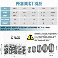 Load image into Gallery viewer, Poen 108 Pcs Egg Sinkers Fishing Kit, 3/16oz, 1/4oz, 3/8oz, 1/2oz, 1oz

