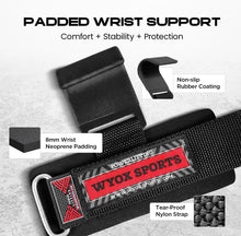 Load image into Gallery viewer, WYOX Weight Lifting Hooks for Deadlift, Pull Ups &amp; Rows – Black
