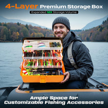 Load image into Gallery viewer, PLUSINNO Fishing Tackle Kit, Large 12X Spacious 4-Layer Tackle Box, 547 Pcs
