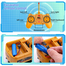 Load image into Gallery viewer, Remote Control Excavator and Dump Truck Toy Set - RC Construction Vehicles Toy with Barricades, Road Signs
