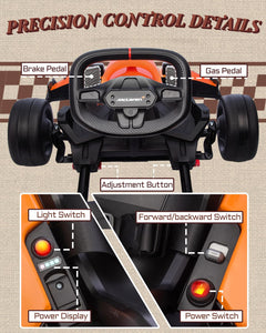 First Ride On Licensed McLaren Electric Go Kart for Kids, 24V 7AH Electric Drift Kart Car with Adjustable Seat