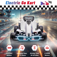 Load image into Gallery viewer, Electric Go Kart with Adjustable Seat, 24V Licensed BMW Drift Kart with Dual 200W Motors (White)
