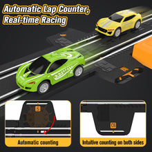 Load image into Gallery viewer, Slot-Car-Race-Track-Sets for Boys Kids, Battery or Electric Race Car Track with 4 High-Speed Slot Cars, Dual Racing Game
