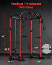 Load image into Gallery viewer, GarveeLife Power Cage, Multi-Functional Power Racks for Home Gym with Cable Crossover System, 1600 LBS Weight Capacity Fitness Squat Rack for Strength Workout with More Training Attachment, Red
