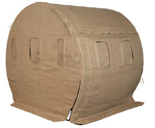 Load image into Gallery viewer, Muddy Bale Blind | 82" W x 64" L x 73" H Durable Outdoor Hunting Ground Blind Covered with Black-Backed Water-Resistant Denier Fabric + Burlap | 11 Windows with Adjustable Bungees
