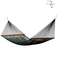 Load image into Gallery viewer, Original Pawleys Island Deluxe Green DuraCord Rope Hammock – 13 ft. x 60 in., 2-Person, 450 lb Capacity, Oak Spreader Bar, Zinc-Plated Hardware, Handcrafted in the USA
