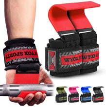 Load image into Gallery viewer, WYOX Weight Lifting Hooks for Deadlift, Pull Ups &amp; Rows – Red
