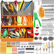 Load image into Gallery viewer, PLUSINNO 404 PCS Fishing Lures, Upgrade XL Fishing Tackle Box with Tackle Included, Crankbaits, Hooks, Weights, Other Accessories, Fishing Lure Bait Gear Equipment Kit Gift for Men Freshwater Bass
