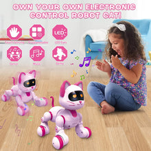 Load image into Gallery viewer, Remote Control Robot Cat, Programmable RC Smart Cat with Touch Sensing, LED Eyes Dance &amp; Music Walking Pets
