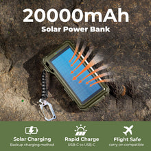 Load image into Gallery viewer, BLAVOR Solar Power Bank 20000mAh, Wireless Charger for Phones &amp; Apple Watch
