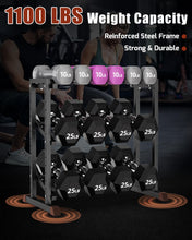 Load image into Gallery viewer, Logicexplore Dumbbell Rack, Heavy Duty Weight Storage Rack with Adjustable Width, Non-Slip &amp; Floor-Friendly, Home Gym Organizer for Strength Training Equipment (Black)
