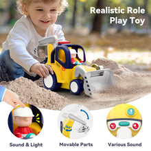 Load image into Gallery viewer, Remote Control Construction Truck Toy for Toddlers 2-4, Baby RC Car Toys W/Light Sound, Backhoe Loader Play Vehicle
