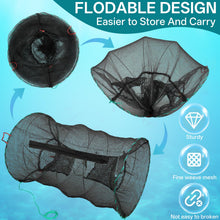 Load image into Gallery viewer, DTUQXY 8 Sets Professional Collapsible Crab Trap for Blue Crabs, Minnow Fish Trap with Double-Layer Mesh, Foldable Design for Saltwater &amp; Freshwater Fishing, Easy Storage &amp; Carry
