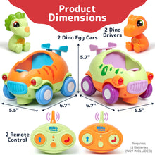 Load image into Gallery viewer, Dino Remote Control Car - Cartoon Style Dinosaur Remote Car with Music and Lighting - Disassemble-able and Assemble-able
