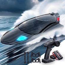 Load image into Gallery viewer, Remote Control Boat with LED Light, rc Jet Boat,35KM/H Remote Control Speed Boat for Kids with 2 Batteries, 2.4GHz RC Boats
