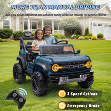 Load image into Gallery viewer, 2 Seater Ride On Car for Kids, 24v Licensed Ford Bronco Raptor Electric Power Ride On Truck Toy with Remote Control - Blue

