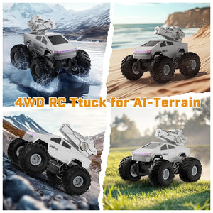 2-in-1 Trucks Toy-1/16 Remote Control Monster Trucks Toy, Amphibious 4WD All Terrain Off-Road Waterproof Pickup, 2.4GHZ Vehicles