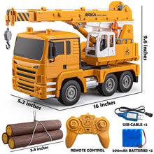 Load image into Gallery viewer, 13 Channel RC Crane Truck, 2.4G Remote Control Crane Toy Construction Vehicles with Lights, Sounds, Hook Up and Down
