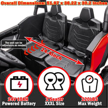 Load image into Gallery viewer, XXXL 24V Ride On Toys for Big Kids UTV Large 2 Seater Ride On Car for Kids 4WD Ride On Truck with Remote Control, Off-Road, Red
