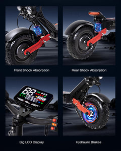 Electric Scooter for Adults with Seat, 60V 50MPH High Speed, 6000W Dual Motor 55Miles Long Range, 11'' Tubeless Tires