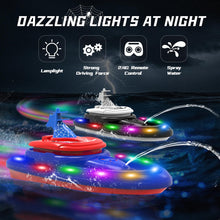 Load image into Gallery viewer, Spider-Shaped Remote Control Boat for Pool, RC Boats 2-Pack Summer Toys with Water Spray for Kids, LED Lights (Blue &amp; Red)
