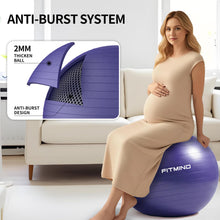 Load image into Gallery viewer, FITMIND_ Extra Thick Exercise Ball Yoga Ball 22in/26in/30in for Workout Pregnancy Stability -Purple
