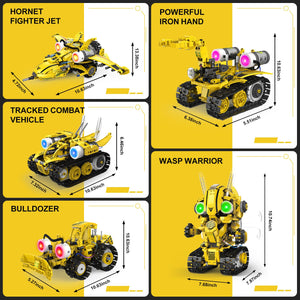 5 in 1 STEM RC Robot Building Kit, 673PCS Remote & App Controlled Jets Building Blocks Set, Robotic Technic Creative Toys